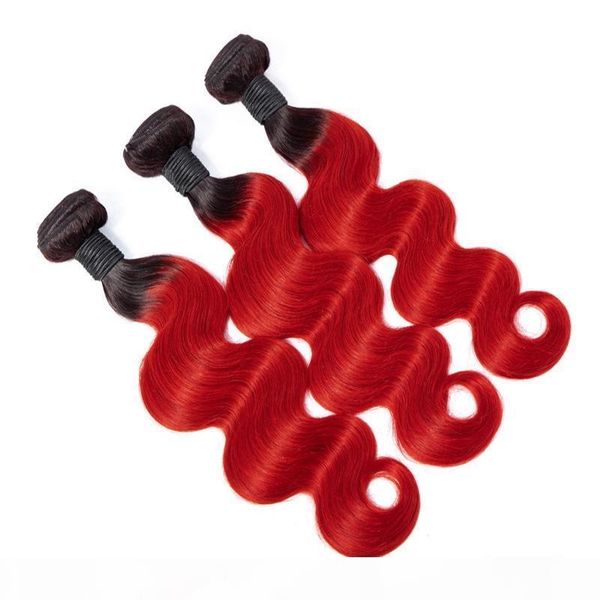 

peruvian human hair 3 bundles with 13x4 lace frontal body wave 1b red virgin hair extensions 1b red ombre hair wefts with frontal, Black;brown