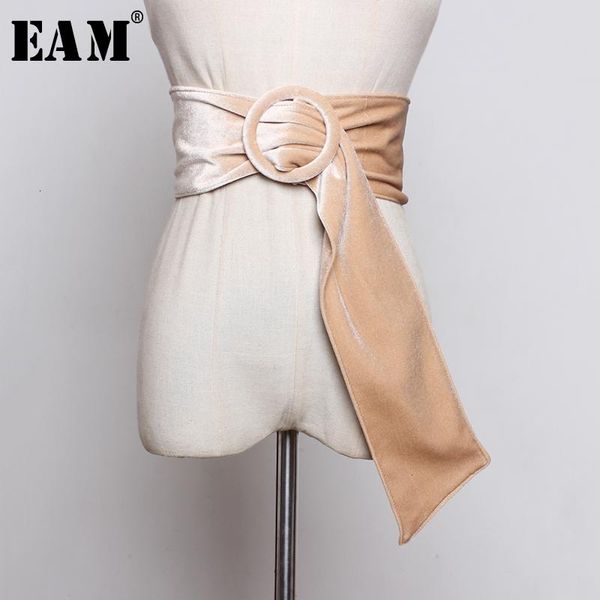 

eam] suede big buckle multicolor long wide belt personality women new fashion tide all-match spring autumn 2021 1d806, Black;brown