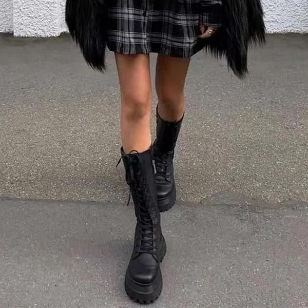 

boots big size 35-43 brand design ladies high platform fashion zip heels women 2021 wedges shoes woman, Black