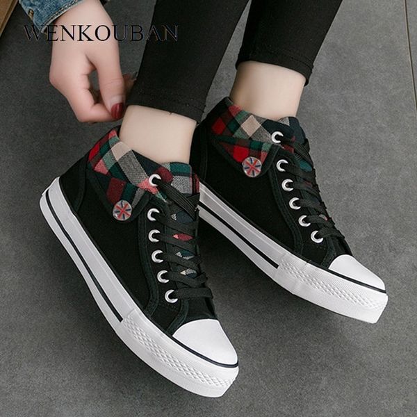 

women sneakers shoes fashion canvas sneakers casual ladies trainers summer women platform basket femme zapatos de mujer y200801, Black