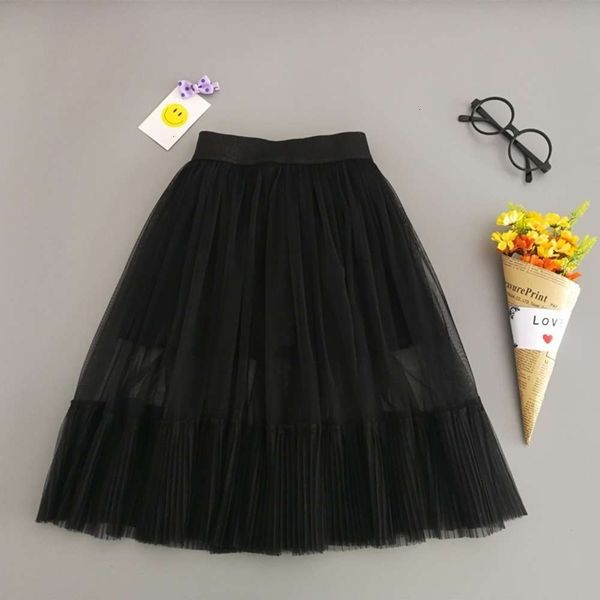

xia zhong children's da tong lace princs black pleated medium length girl's mh short skirt, Blue