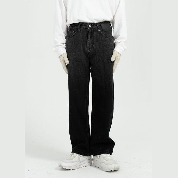 

men gradient gray casual straight jeans trousers male streetwear vintage hip hop denim pant1, Blue
