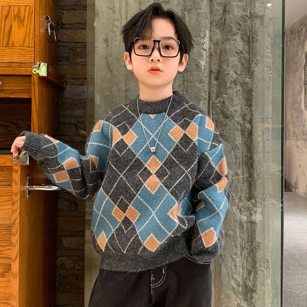 

10 boys' sweater pullover 2020 new autumn and winter children's thickened korean fashion big boys, Blue