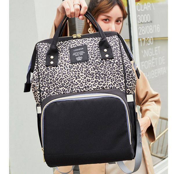

leopard mummy bag fashion multi-function large capacity mother and baby bag 2019 new mother out backpack lj201013