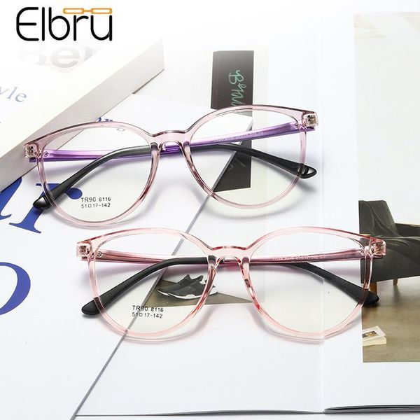 

fashion sunglasses frames elbru round metal glasses frame ultralight clear tr90 lens optical eyeglasses plain spectacles reading glassses un, Black