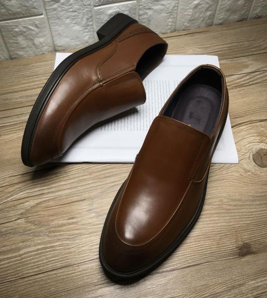 

england style men new fashion flat leather shoes male slip on leather dress shoes male business casual weddsing, Black