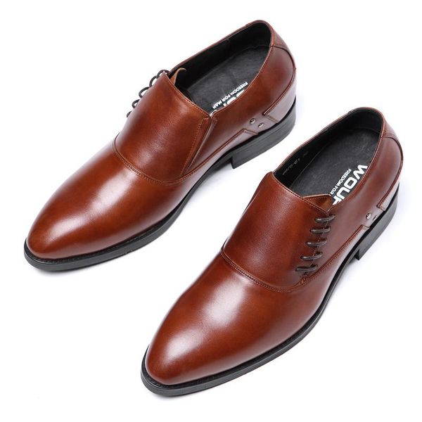 

men shoes leather shoes business dress hidden large size cowhide, Black