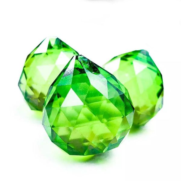 

30mm green faceted crystal ball chandelier part pendant prisms lighting ball feng shui suncatcher wedding home decor accessories h bbyfru