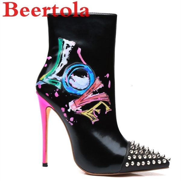 

discount luxury bootsnew leather love peak women's black fashion shoes white high heels