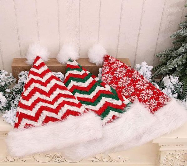 

striped snowflake christmas hats winter warm soft fleece knitted cap festival holiday party for women men1