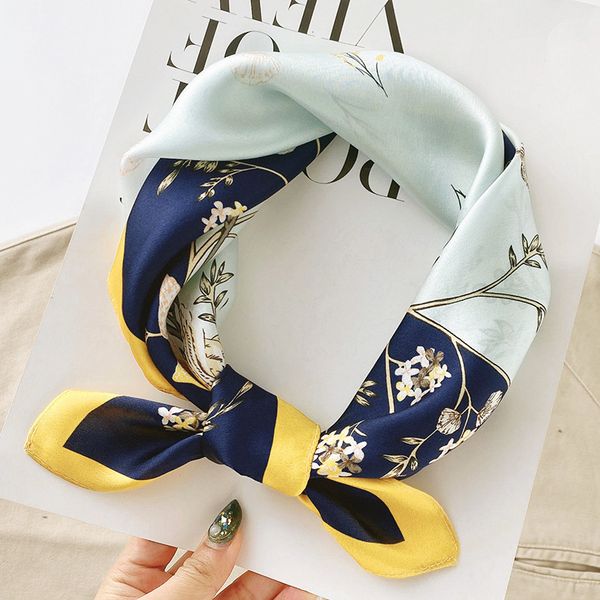 

summer female popular accessories european luxurious design women 100% silk printing scarfe quality retro scarves for blazer, Blue;gray