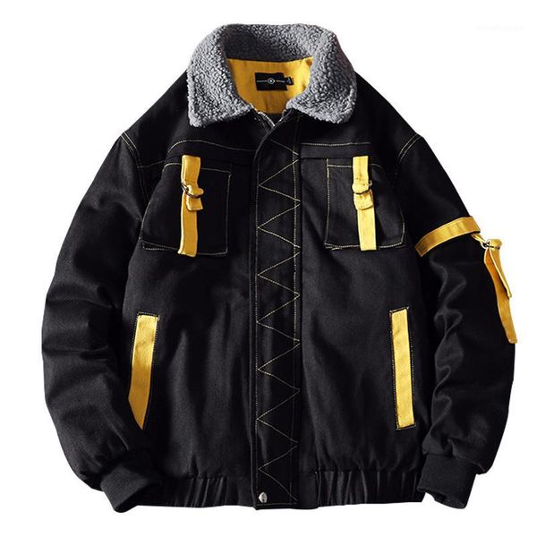 

new fashion mens parka jacket winter thick warm fleece multi-pocket casual tactical army jacket men outerwear hooded coat1, Black