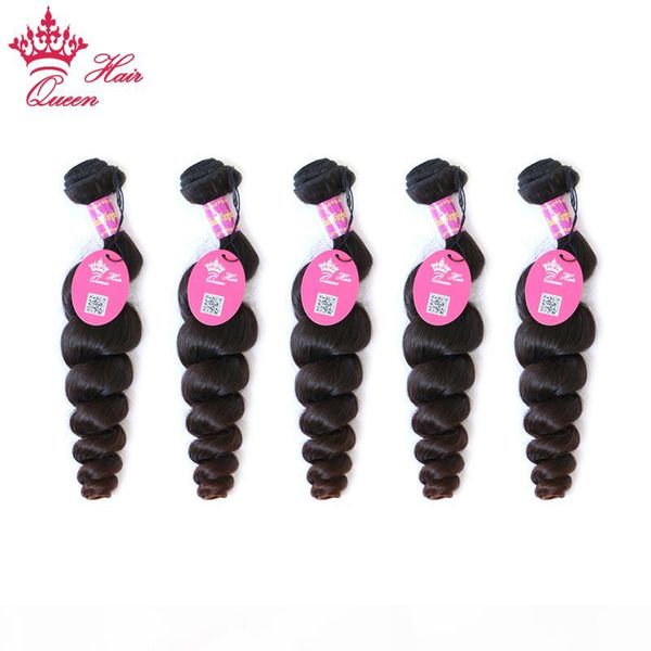

queen hair unprocessed brazilian virgin hair loose wave 5pcs lot shedding and tangle brazilian weave, Black