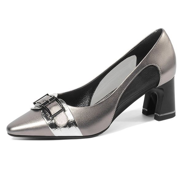 

2021 female genuine black leather mixed-colored gun shoes woman size 34-42 6evd