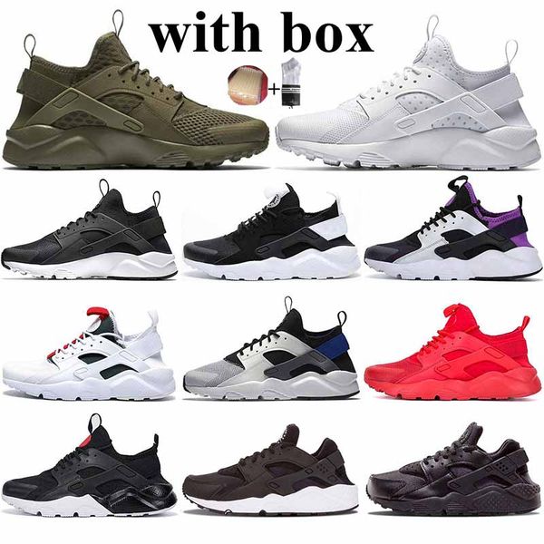 

with box huarache 4.0 1.0 running shoes for men women triple black white green red chaussures mens trainers sport sneaker 36-45