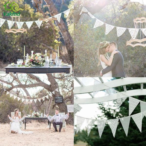 

party decoration 3.2m 11 flag white lace fabric banner pennant wedding bunting decor birthday garland home