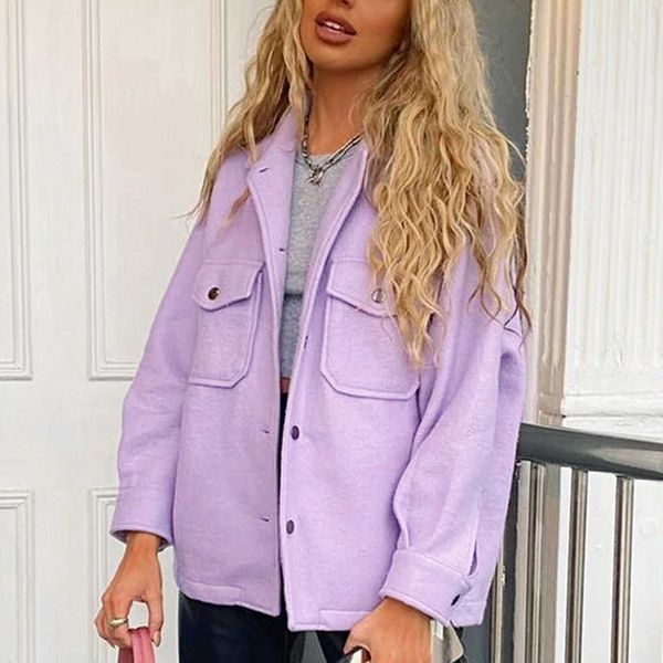 

vintage women solid pupre thick coats jackets pearl buttons long sleeves pocket 2021 ladies elegant autumn winter coat outwear, Black;brown