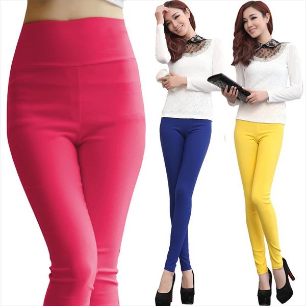 

плюс размер 5xl 6xl женщины stretch хлопок гетры цвета конфеты женщина тощий карандаш брюки высокой талией брюки женские брюки белый, Black