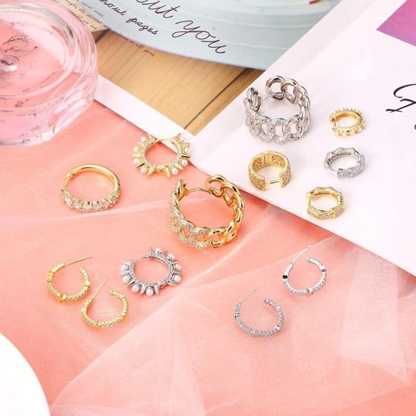 

hoop & huggie hecheng earrings small wholesale gold color thick wide pearl for women nice circular female fashion jewelry, Golden;silver
