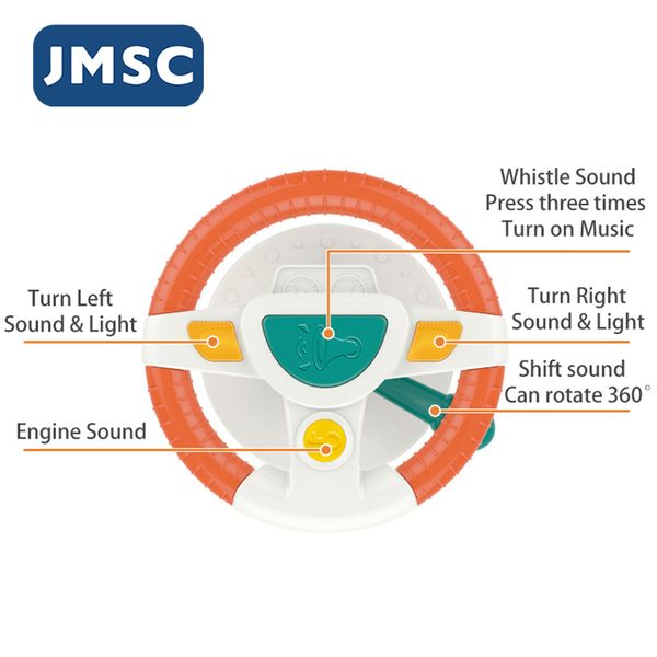 

jmsc baby kids eletric simulation steering wheel toy driving interactive musical educational car seat back for infant boys girlsq1221