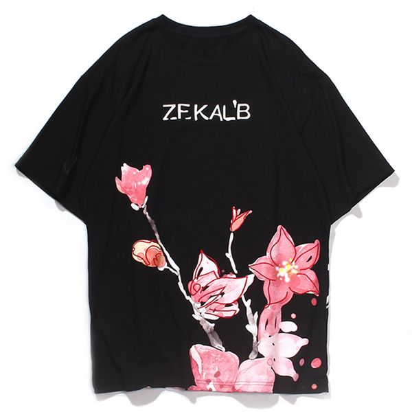 

2021 new aeflric eden summer hip hop streetwear fashion short sleeve harajuku kapok print oversize t shirt men casual couple wear xtxi, White;black