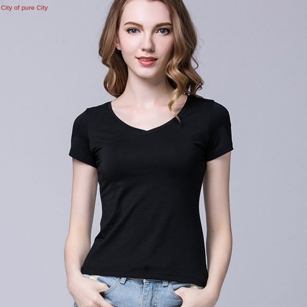 

модальный с коротким рукавом пальто футболку верхней сплошной цвет обрезается v-образным вырезом женщин с коротким рукавом рубашки женская в, White