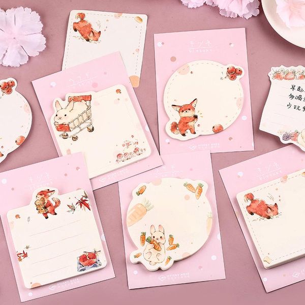 

30 листов pad cute rabbit и fox sticky note pad memo сообщение стикеры planner agenda канцелярские школьные принадлежности bbyond soif