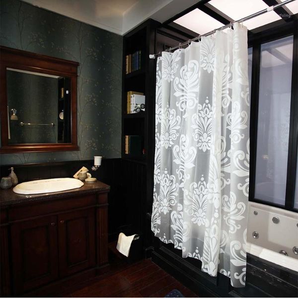 

waterproof bathroom flower print bath shower curtain liner non toxic water resistant with hooks1