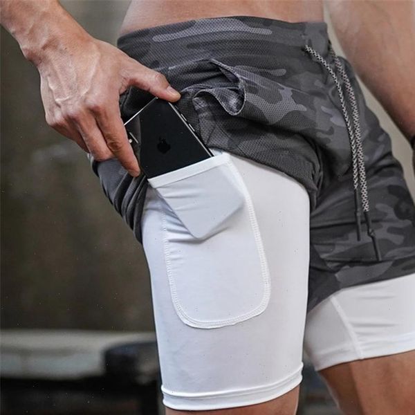 

mens fashion double shorts outdoor running fitness pants casual quick drying sports pants built in pocket brand mens shorts, White;black