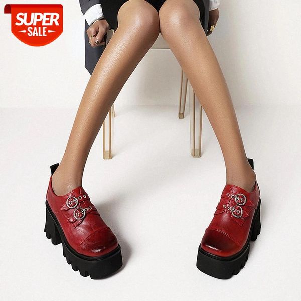 

ribetrini brand 2021 new female chunky punk cool slip on shoes gothic women pumps spring solid buckle platform pumps #al7z