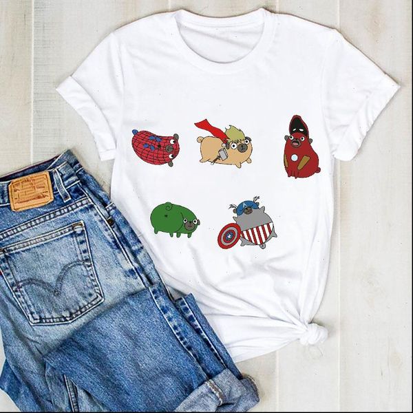 

women print lady dog pet summer super hero printed ladies clothes graphic t tee female tshirt shirt clothing t shirt, White
