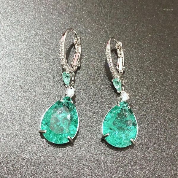 

bilincolor fashion cute broken zircon ocean green drop earring women1, Silver
