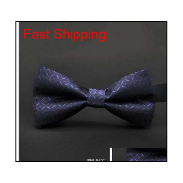 

10 colors bow tie mens polyester silk bow tie solid plaid bow ties wedding pardy butterfly bowtie qyllgj queen66, Black;gray