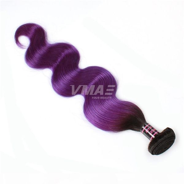 

vmae 1b violet brazilian hair ombre two tone color virgin human hair 3pcs body wave ombre nches human hair extensions, Black