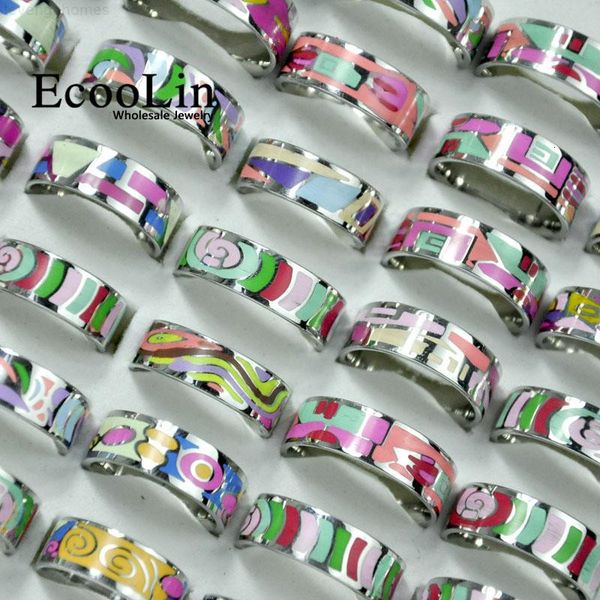 

factoryxshqecoolin brand fashion colorful doodle stainless steel 10factory creative rings for women jewelry lots bulk wholesale lr4, Golden;silver
