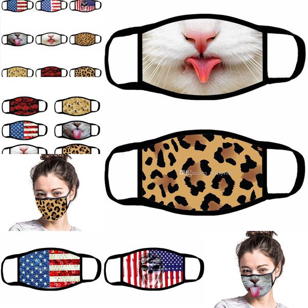 

cartoon leopard adults cotton flag face masks fashion 3d print printing dust mouth mask anti uv protective respirator su