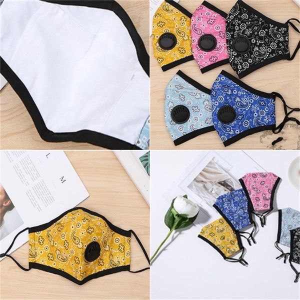 

breathable mascarilla fashion face mask pm2.5 microbes retro pattern custom washable respirators cloth vent valve dustproof 3 8as f2