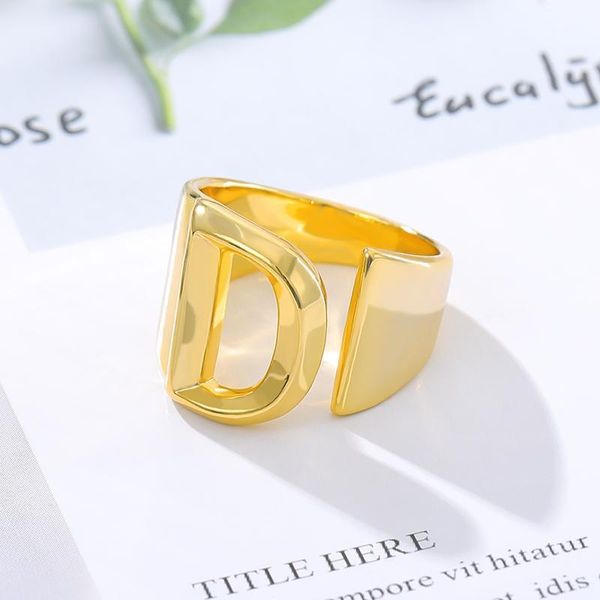 

simple stacking a-z initial ring couple gifts wedding ring jewelry stainless steel knuckle accesorios anillo hombre friend1, Slivery;golden