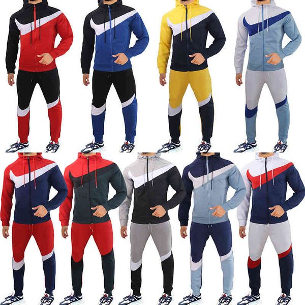 

men's spring and autumn new men's hooded sweater suit leisure sports, Gray