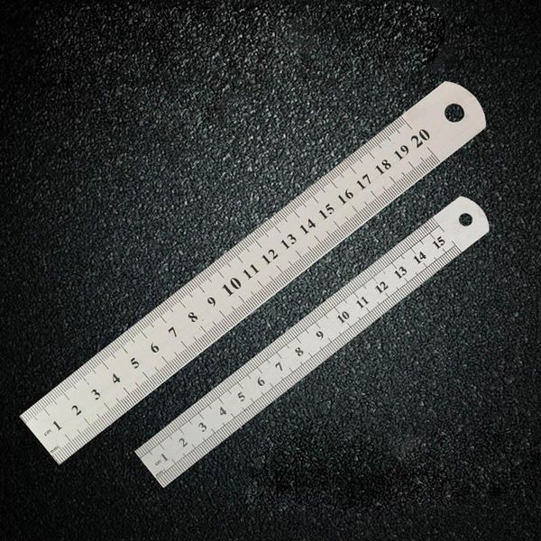 

measuring tool office stationery ruler stainless steel metal 15/20/30cm precision metric double, Black