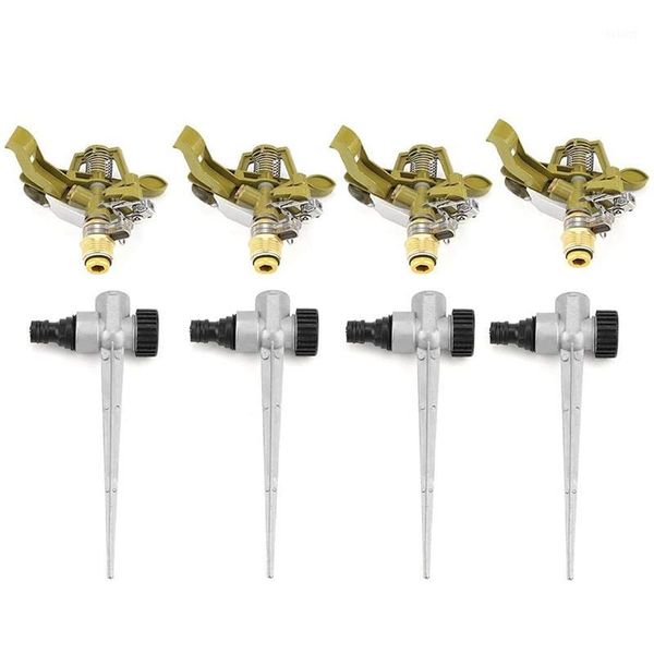 

4pcs metal pulsating sprinkler 360 degree rotation lawn watering sprinklers with spike for garden irrigation system1