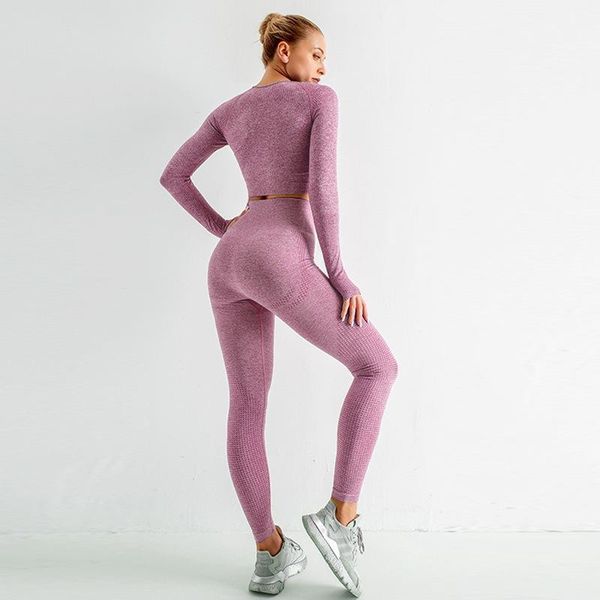 

yoga outfits women's long sleeve gym leggings running tights sportswear tracksuit sports suit for fitness clothing seamless set1, White;red