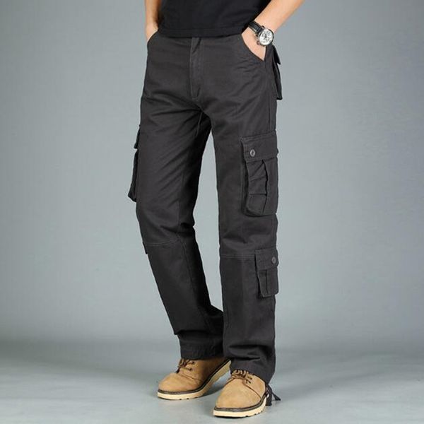 

2021 cargo trousers cotton overalls male hip hop hip-hop bagged men's casual bottoms pants xfeu, Black