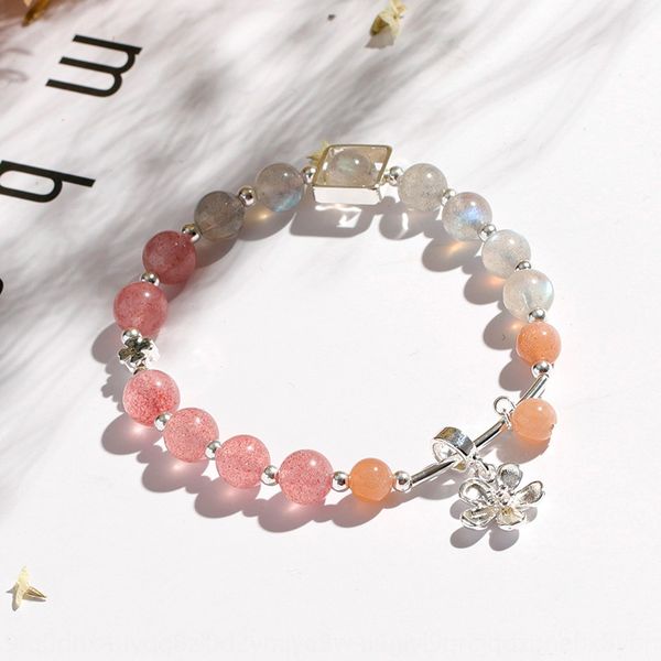 

handmade diy girl's crystal diy crystalbracelet crystalbracelet girl's sweet fashion strawberry crystal grey moonlight hand string, Golden;silver