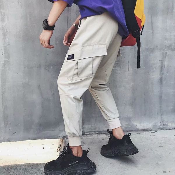 

autumn and winter men's overalls korean version ins overalls casual hip hop legged capris casual pants fashion brand pants fashion qlrz, Blue
