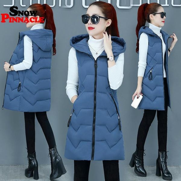 

new women thick warm velvet hooded vest jacket casual winter solid soft long vest coat for female 201028, Black;white