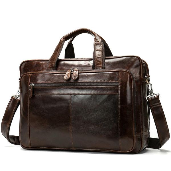 

genuine leather men briefcase messenger bags business travel bag 14'' / 15.6'' / 17'' laphandbag shoulder bag