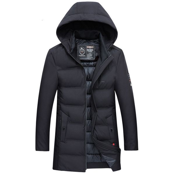 

winter new thiened medium and long down men's korean leisure cotton padded jaet, Black