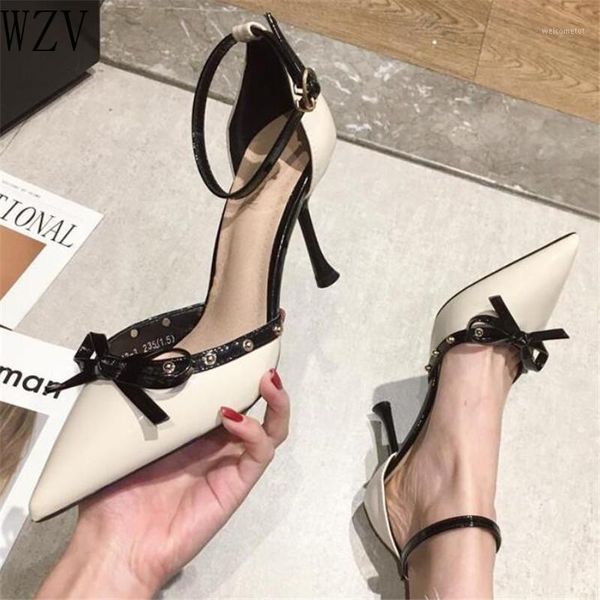 

2020 new design pointed toe thin high-heeled shoes woman summer slip on dress shoes ladies elegant slides sandals h7151, Black