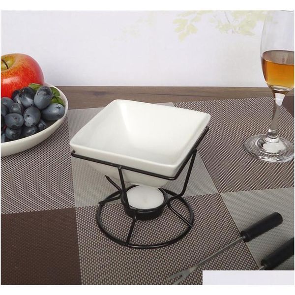 

ceramic chocolate melting oven white porcelain cheese chocolate fondue set with black iron tealight burner and f jllmhw xhlight